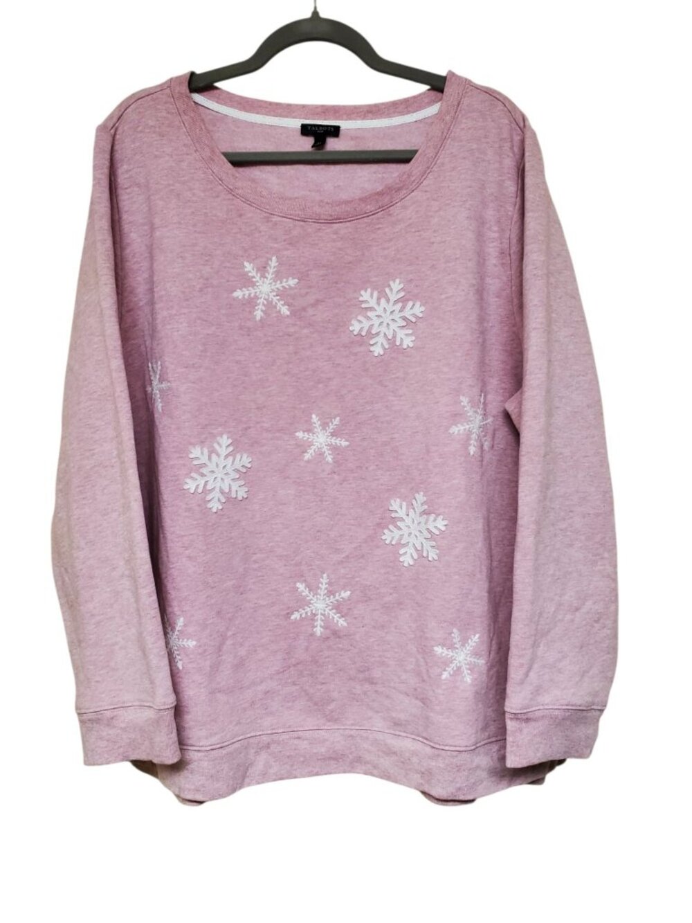 Talbots Plus Pink Super Soft Modal Wool Blend Snowflake Applique Sweater 2X